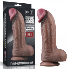 Фаллоимитатор "Dual Layered Platinum Silicone Cock 11.0", темный