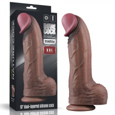 Фаллоимитатор "Dual Layered Platinum Silicone Cock 13.0", темный