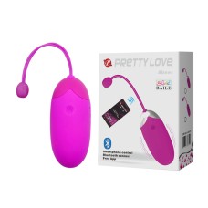 Вибромассажер-яичко, управл. от смартфона или через Bluetooth, перезаряж.,12 ф-ций Pretty Love, c вибрацией, длина 18.00см, диаметр 3.20см