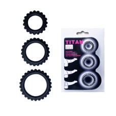 Набор из 3х ребристых эреционных колец TITAN Baile, длина 0.00см, диаметр 3.00см