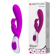 Harlan Вибромассажер G-spot с клиторальной стимуляцией перезаряжаемый Pretty Love, c вибрацией, длина 21.50см, диаметр 3.50см