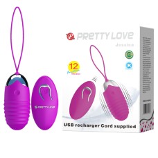 Виброяичко ребристое с пультом ДУ PrettyLove Jessica Pretty Love, c вибрацией, длина 0.00см, диаметр 3.50см