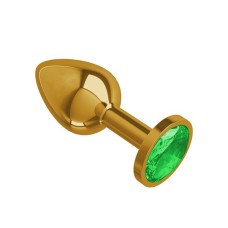 Анальная втулка Gold с зеленым кристаллом маленькая DD Джага-Джага,