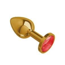 Анальная втулка Gold с красным кристаллом маленькая DD Джага-Джага