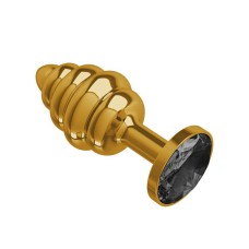 Анальная втулка Gold Spiral с черным кристаллом маленькая DD Джага-Джага