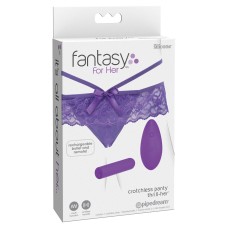 Вибропуля + трусики + пульт ДУ Fantasy For Her Crotchless Panty Thrill-Her Pipedream, c вибрацией, длина 7.50см, диаметр 2.00см