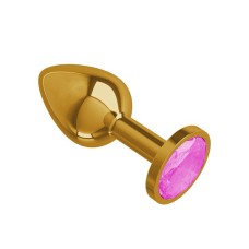 Анальная втулка Gold с розовым кристаллом маленькая   DD Джага-Джага