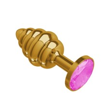 Анальная втулка Gold Spiral с розовым кристаллом маленькая DD Джага-Джага