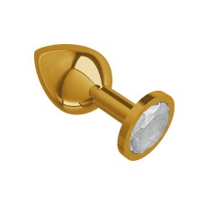 Анальная втулка Gold с прозрачным кристаллом средняя DD Джага-Джага