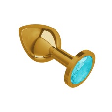 Анальная втулка Gold с голубым кристаллом средняя DD Джага-Джага