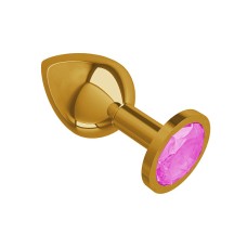 Анальная втулка Gold с розовым кристаллом средняя DD Джага-Джага