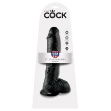 Фаллоимитатор-гигант на присоске с мошонкой черный King Cock 10 Cock Pipedream, длина 26.70см, диаметр 5.10см