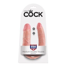 Двусторонний дилдо среднего размера телесный King Cock U-Shaped Medium Double Trouble Pipedream, длина 34.60см, диаметр 3.30см