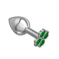 Средняя анальная втулка Silver Клевер с зеленым кристаллом DD Джага-Джага