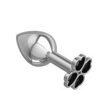 Средняя анальная втулка Silver Клевер с черным кристаллом DD Джага-Джага