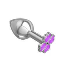 Средняя анальная втулка Silver Клевер с сиреневым кристаллом DD Джага-Джага