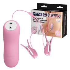 Зажимы для сосков Romantic Wave с вибро и электростимуляцией роз. Baile, c вибрацией, длина 9.00см, диаметр 2.00см