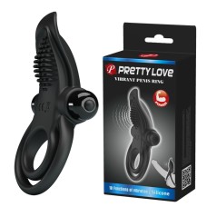 Эрекционное виброкольцо с двойным подхватом PrettyLove Vibrant Penis Ring Pretty Love, c вибрацией, длина 11.30см, диаметр 0.00см