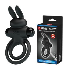 Эрекционное виброкольцо с двойным подхватом PrettyLove Vibrant Penis Ring III Pretty Love, c вибрацией, длина 9.70см, диаметр 5.60см