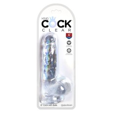 Прозрачный фаллоимитатор с мошонкой на присоске King Cock Clear 6 Cock with Balls Pipedream, длина 17.80см, диаметр 3.80см