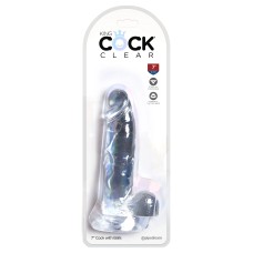 Прозрачный фаллоимитатор с мошонкой на присоске King Cock Clear 7 Pipedream, длина 0.00см, диаметр 0.00см