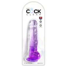 Прозрачный фаллоимитатор с мошонкой на присоске King Cock Clear 8, фиолетовый Pipedream, длина 0.00см, диаметр 0.00см