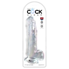 Прозрачный фаллоимитатор с мошонкой на присоске King Cock Clear 9 Pipedream, длина 0.00см, диаметр 0.00см