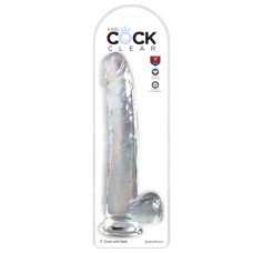 Прозрачный фаллоимитатор с мошонкой на присоске King Cock Clear 11 Pipedream, длина 0.00см, диаметр 5.10см