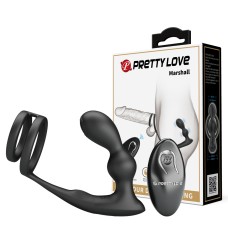 Вибростимулятор простаты с эрекционным кольцом Pretty Love, c вибрацией, длина 13.50см, диаметр 2.75см