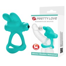 Эрекционное виброкольцо, бирюзовое Pretty Love, c вибрацией, длина 8.70см, диаметр 3.30см