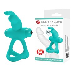 Эрекционное виброкольцо, бирюзовое Pretty Love, c вибрацией, длина 9.80см, диаметр 3.20см