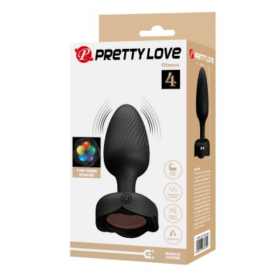 Анальная вибропробка с разноцветной подсветкой OLMAN Pretty Love, c вибрацией