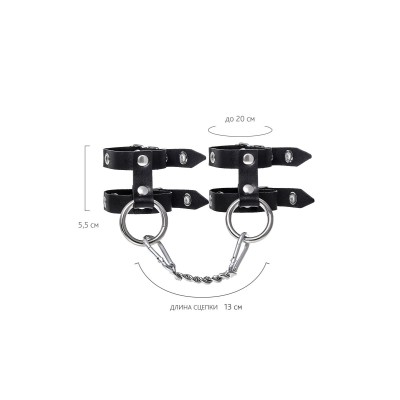 Черные однослойные наручники из двух ремешков