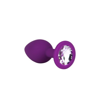 Фиолетовая силиконовая пробка с прозрачным кристаллом - 7,3 см.