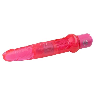 Гелевый анальный вибратор розового цвета - 17,5 см.