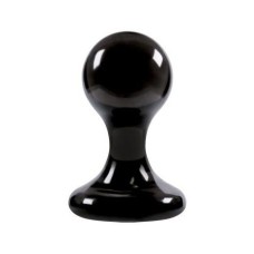 Чёрная анальная пробка среднего размера Luna Balls на присоске - 8,5 см.