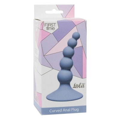 Голубая анальная пробка Ribbed Plug Blue - 10,5 см.