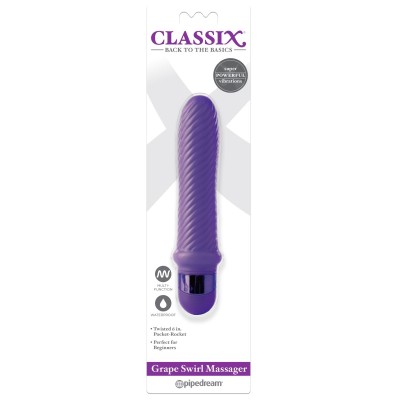 Фиолетовый ребристый вибромассажер Grape Swirl Vibe - 15,8 см.