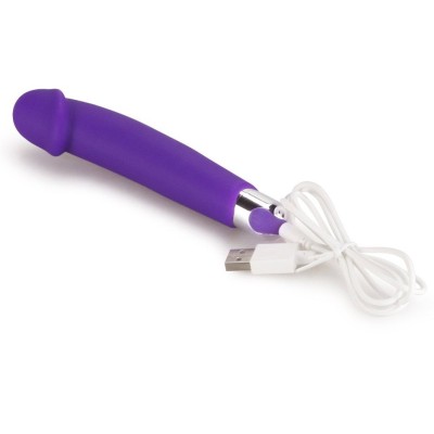 Фиолетовый вибратор Rechargeable IJOY Silicone Dildo - 16,5 см.
