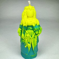 Свеча "Шаманка", желто-голубая